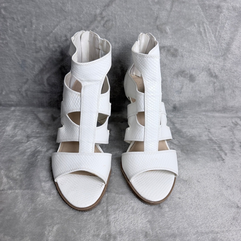 Simply Vera Vera Wang Heels Snakeskin Cage Gladiator Sandals Wedding Sz 9 White